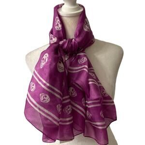 RAJ 100% Silk Skull Print Magenta Pink Scarf